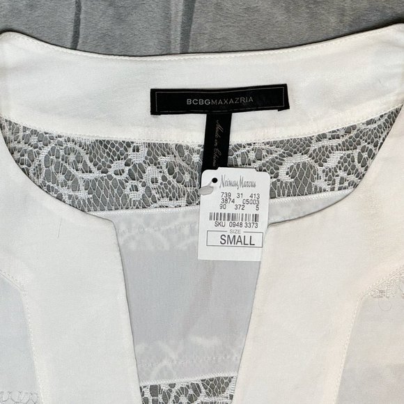 BCBGMaxAzria Erid White Lace Stripe Top - Picture 4 of 9